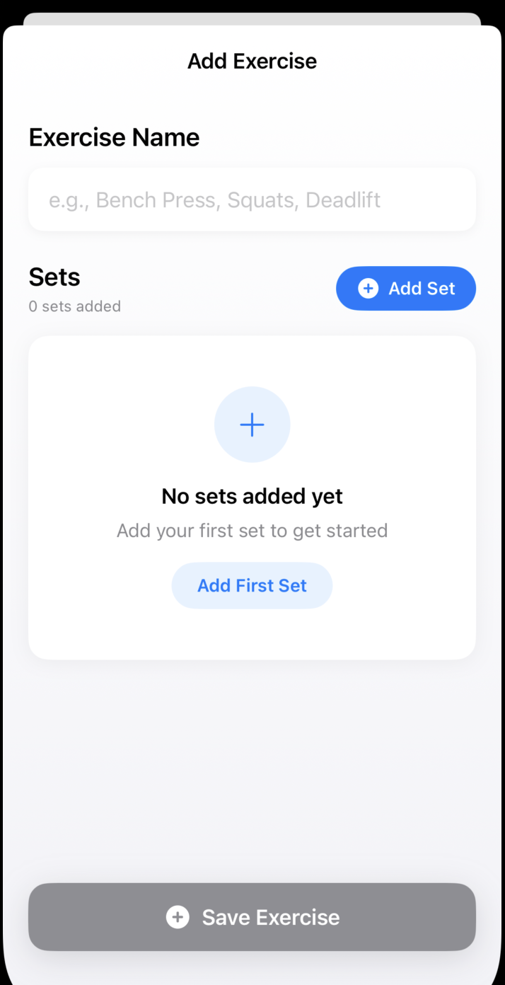 Add Exercise Feature